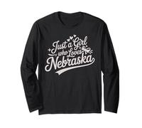 Just A Girl Who Loves Nebraska, Women's Girls Cute Nebraska Maglia a Manica