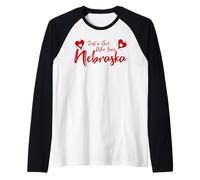Just A Girl Who Loves Nebraska, Women's Girls Cute Nebraska Maglia con Maniche Raglan