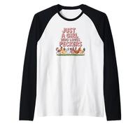 Just A Girl Who Loves Peckers Chicken Farm Animal Tees Funny Maglia con Maniche Raglan