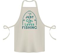 Just a Girl Who Loves Pesca Fisherwoman Cotone Grembiule 100% Biologico