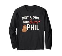 Just A Girl Who Loves Phil Cute Groundhog Maglia a Manica
