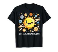 Just A Girl Who Loves Planets Solar Space Science Lover Girl Maglietta