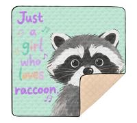 Just A Girl Who Loves Raccoon - Tappetino da gioco per bambini in morbida schiuma, per interni ed esterni, atossico, per gattonare, per neonati e bambini, 127 x 127 cm