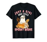 Just a Girl Who Loves Spooky Books Maglietta di Halloween Maglietta