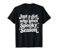 Just a Girl Who Loves Spooky Season Retro Halloween Citazione Maglietta