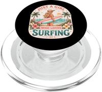 Just A Girl Who Loves Surfing Woman Surfer Cute Surfboard PopSockets PopGrip per MagSafe
