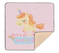 Just A Girl Who Loves Unicorns - Tappetino da gioco per bambini, grande, robusto, per interni ed esterni, portatile, per gattonare i bambini, 127 x 127 cm