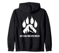 Just a Girl Who Loves Wolves Paw Print Wild Woman Figlia Felpa con Cappuccio