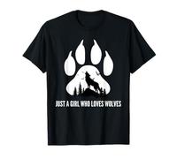 Just a Girl Who Loves Wolves Paw Print Wild Woman Figlia Maglietta