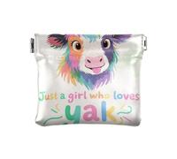 Just A Girl Who Loves Yak - Portamonete da donna, in pelle, portatile, mini portafoglio da donna
