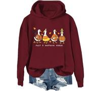 Just A Grateful Goose Sweatshirt, Just A Grateful Goose Shirt, Autunno Autunno Zucca Halloween Camicie per Donna Uomo, Claret-1, M