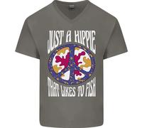 Just A Hippy Che " mi Piace " To Fish Pesca Pescatore Uomo Scollo V Cotone