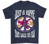 Just A Hippy That Likes To Fish Fishing Fisherman Uomo T-Shirt 100% Cotone