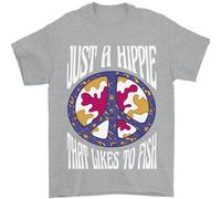Just A Hippy That Likes To Fish Fishing Fisherman Uomo T-Shirt 100% Cotone