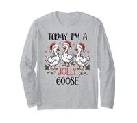 Just a Jolly Goose Christmas Silly Festive Goose on Loose Maglia a Manica