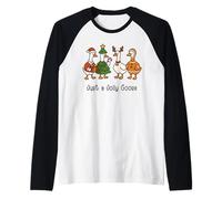 Just A Jolly Goose Xmas Funny Merry Christmas Maglia con Maniche Raglan