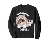 Just a Little Delulu Carino Anime Meme Cat Otaku Chibi Girls Felpa