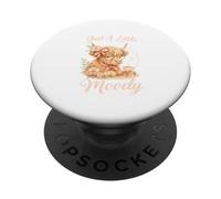 Just A Little Moody Cute Highland Cow Aesthetic PopSockets PopGrip Adesivo
