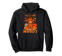 Just A Little Moody Fall Cow Thanksgiving Autumn Vibes Autunno Felpa con Cappuccio