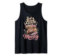 Just A Little Moody Highland Cow Floral Funny Quote Canotta