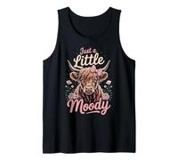 Just A Little Moody Highland Cow Floral Funny Quote Canotta