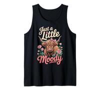 Just A Little Moody Highland Cow Floral Funny Quote Canotta
