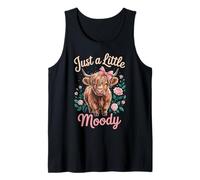 Just A Little Moody Highland Cow Floral Funny Quote Canotta