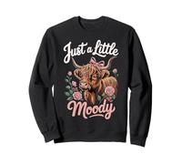 Just A Little Moody Highland Cow Floral Funny Quote Felpa
