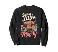 Just A Little Moody Highland Cow Floral Funny Quote Felpa
