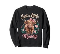 Just A Little Moody Highland Cow Floral Funny Quote Felpa