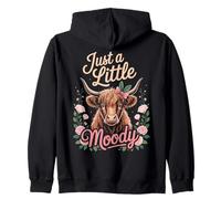 Just A Little Moody Highland Cow Floral Funny Quote Felpa con Cappuccio