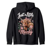 Just A Little Moody Highland Cow Floral Funny Quote Felpa con Cappuccio