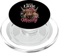 Just A Little Moody Highland Cow Floral Funny Quote PopSockets PopGrip per MagSafe