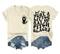 Just A Little Ray of Pitch Camicia nera divertente Halloween Little Ray of Pitch camicia nera unisex, Colore: giallo crema., L