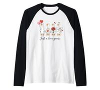 Just A Love Goose Carino San Valentino Oche Cuore Cupido Pun Maglia con Maniche Raglan