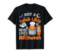 Just A Lunch Lady Loves - Pentola da Cucina a Forma di Zucca di Halloween Maglietta