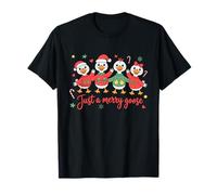Just A Merry Goose Santa Lights Duck Christmas Pajamas Maglietta