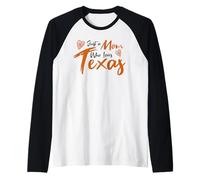 Just a Mom Who Loves Texas State Pride Cute Texas Mom Maglia con Maniche Raglan