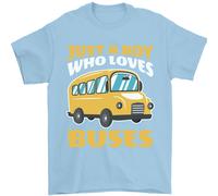 Just A Ragazzo Chi Ama Bus Autobus Autista T-Shirt 100% IN Cotone