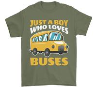 Just A Ragazzo Chi Ama Bus Autobus Autista T-Shirt 100% IN Cotone