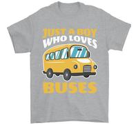 Just A Ragazzo Chi Ama Bus Autobus Autista Uomo T-Shirt 100% Cotone