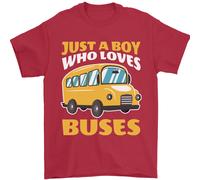Just A Ragazzo Chi Ama Bus Autobus Autista Uomo T-Shirt 100% Cotone