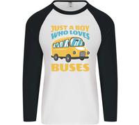 Just A Ragazzo Chi Ama Bus Autobus Uomo L/S Baseball T-Shirt