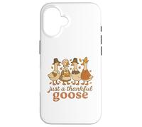 Just a Thankful Goose Funny Thanksgiving Retro Fall Custodia per iPhone 16