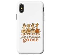Just a Thankful Goose Funny Thanksgiving Retro Fall Custodia per iPhone X/XS