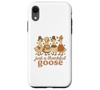 Just a Thankful Goose Funny Thanksgiving Retro Fall Custodia per iPhone XR