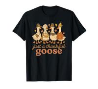 Just a Thankful Goose Funny Thanksgiving Retro Fall Maglietta