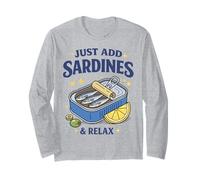 Just ADD Sardines Funny Seafood Lover Retro Fish Humor Maglia a Manica