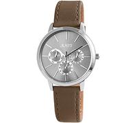 Just Analog Orologio da donna, in vera pelle, diametro 39 mm, argento - marrone 48-S1206-SL