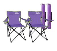 just be... Sedia da campeggio, leggera, pieghevole e portatile, con braccioli, portabicchieri e borsa per il trasporto, per adulti e bambini, per giardino, spiaggia, festival e pesca, finiture viola